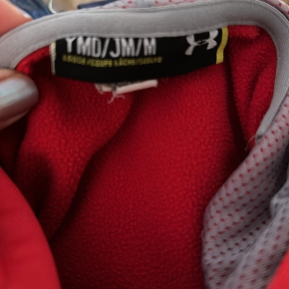 UA hoodie Boys Youth Medium Y/MD. Red with black letters - Picture 4 of 4